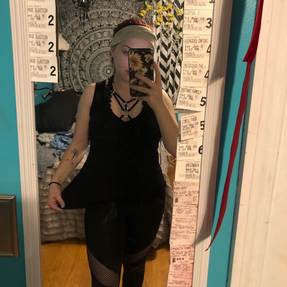Black shirt with silver hardware
